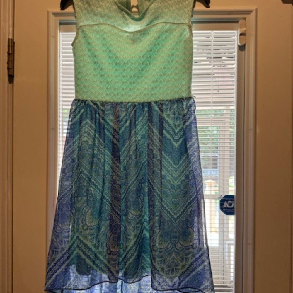 Girls size 14 Speechless semi-formal high-low dress. Blue & teal